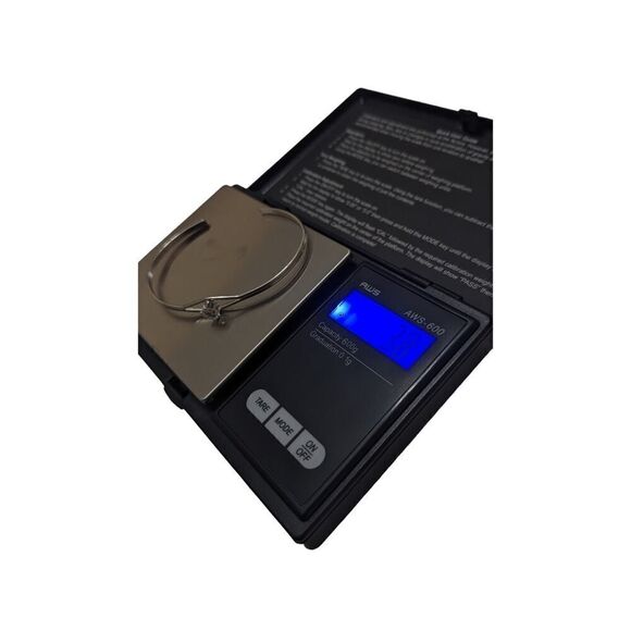 Vintage Sterling‎ Silver Rhinestone Bangle Cuff Bracelet Adjustable W Hallmark - Picture 6 of 6